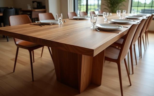 Tavolo da pranzo artigianale su misura in legno massello, stile moderno classico